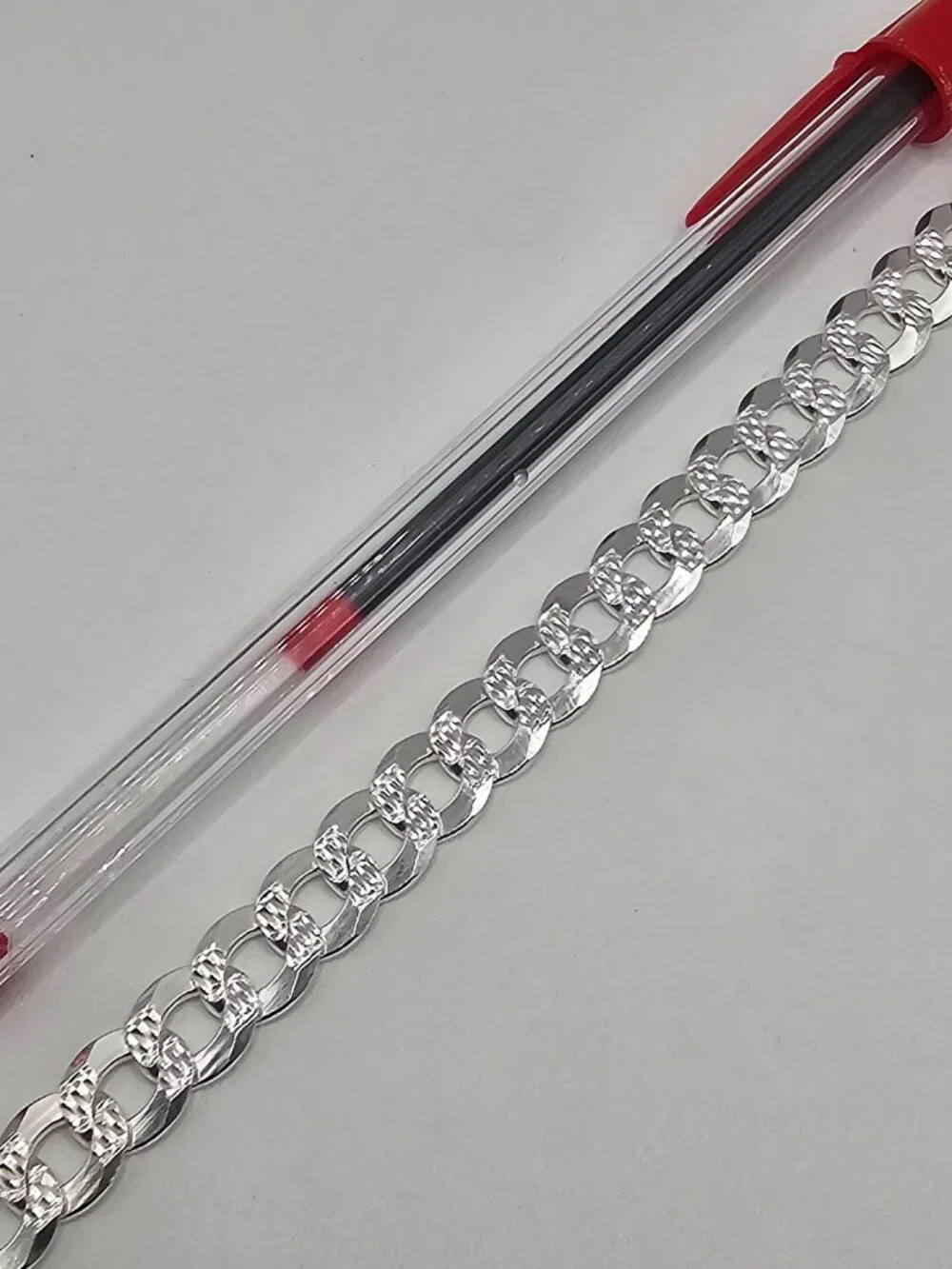 Sterling Silver 925 High Polished Diamond Cut Curb Bracelet 8.9mm 8 inches